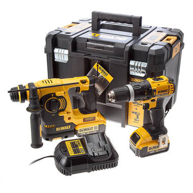 DeWalt DCK206M2T 18v XR Combi Drill & SDS+ Hammer Drill Twin Pack